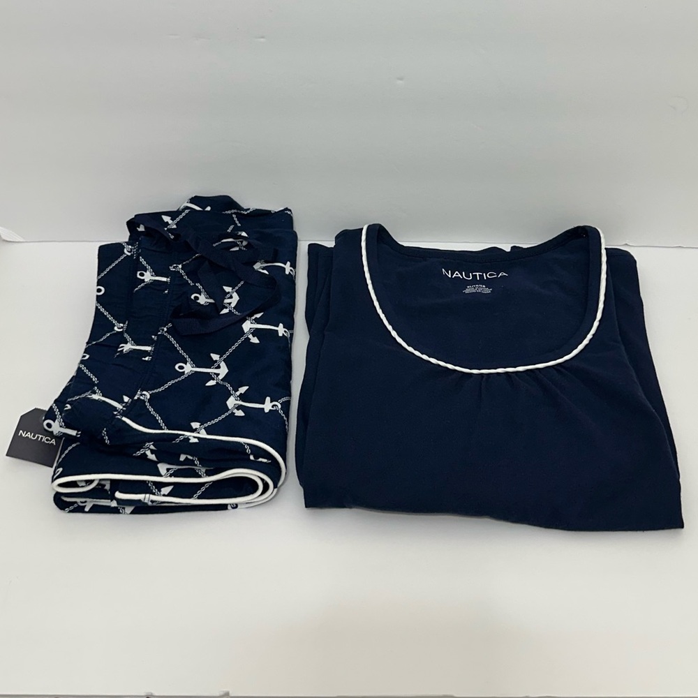 Nautica Women’s Long Sleeve Top & Pants Pajama Set Soft Cozy Sleepwear Sz xl